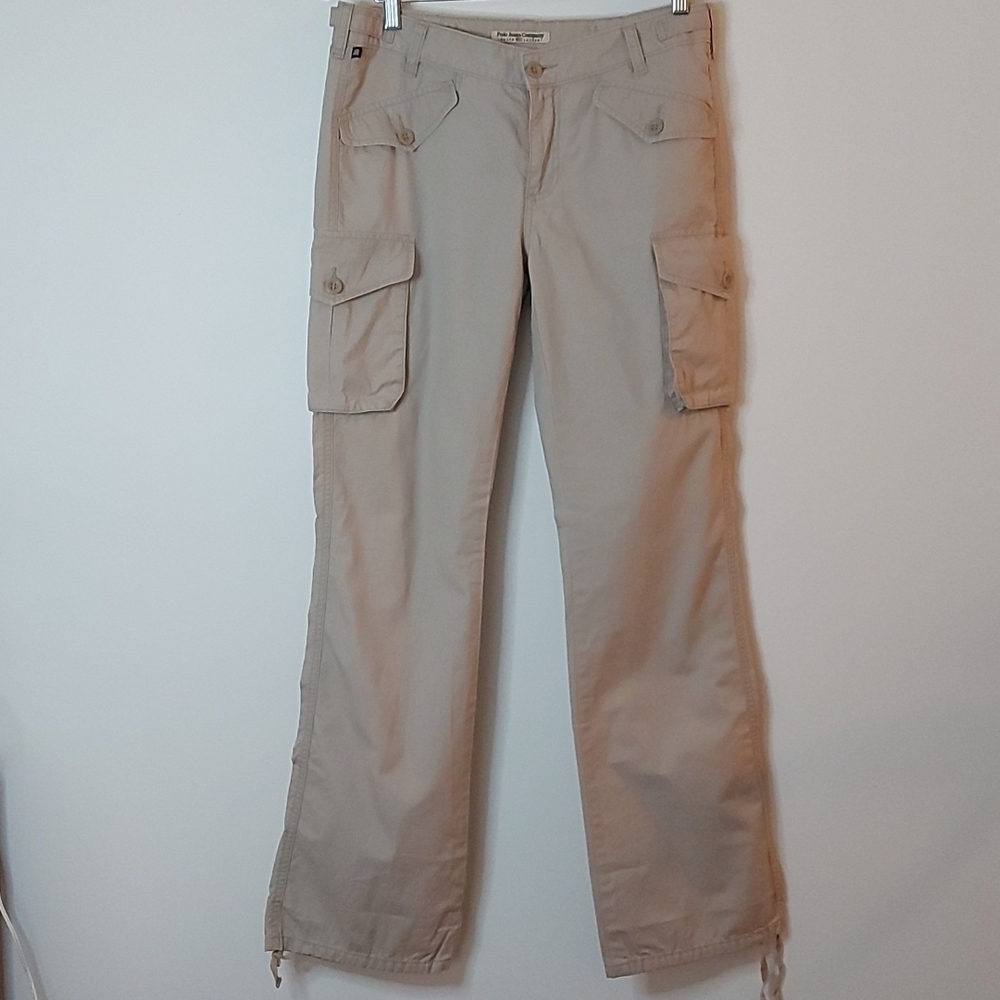 Vintage Polo Jeans Company Cargo Pants with Draw String Leg Beige Size 8 - Picture 2 of 10